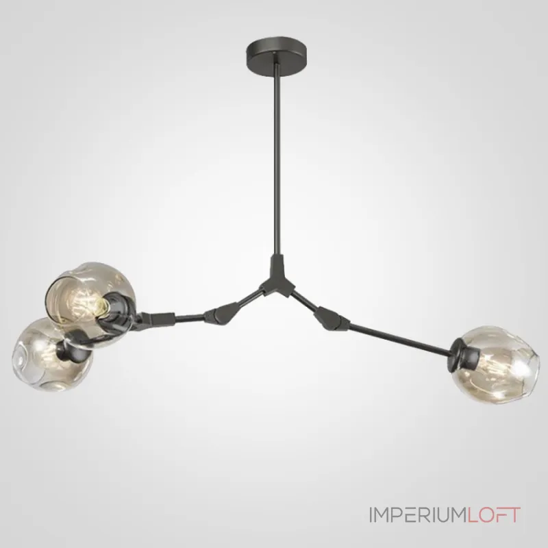 Люстра на штанге Сrumpled Glass Bubble Chandelier Gray 3 плафона Люстра на штанге Сrumpled Glass Bubble Chandelier Gray 3 плафона