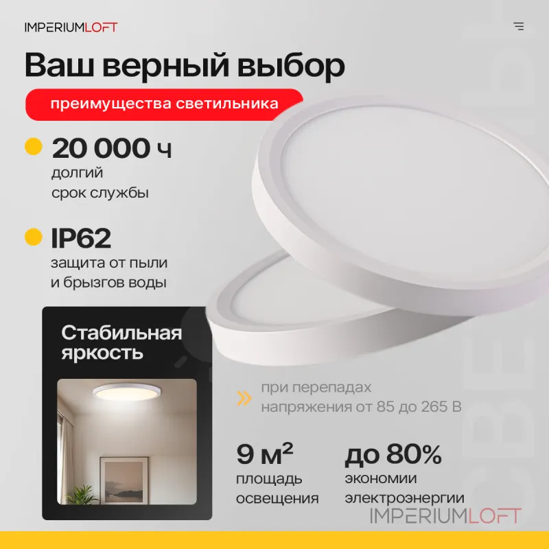 Потолочный светильник SLIM D23 Белый от ImperiumLoft