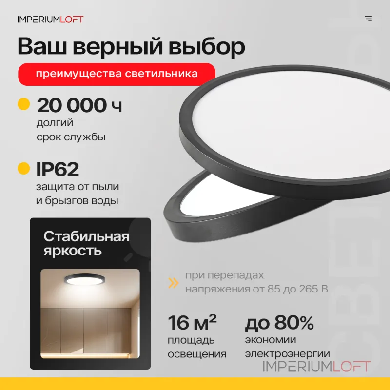 Потолочный светильник SLIM D40 Черный от ImperiumLoft