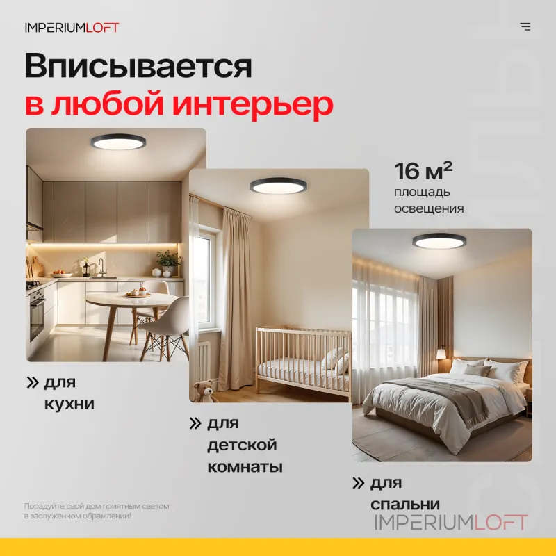 Потолочный светильник SLIM D40 Черный от ImperiumLoft