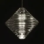 Каскадный светильник с комбинацией из 30-ти стеклянных подвесов в форме призм и сфер с концентрическим рельефом STYRK COMBO от ImperiumLoft