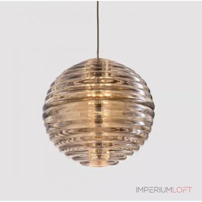 Каскадный светильник с комбинацией из 30-ти стеклянных подвесов в форме призм и сфер с концентрическим рельефом STYRK COMBO от ImperiumLoft