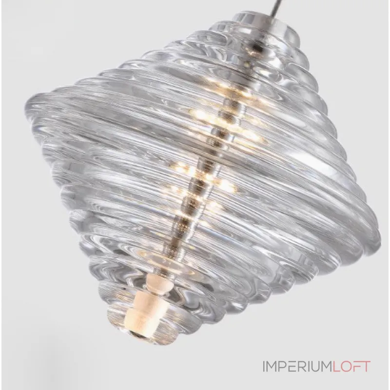 Каскадный светильник с комбинацией из 30-ти стеклянных подвесов в форме призм и сфер с концентрическим рельефом STYRK COMBO от ImperiumLoft