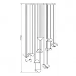 Комбинация подвесных светодиодных светильников c цилиндрическими источниками и полукруглыми рассеивателями из рельефного стекла ALVARO COMBO от ImperiumLoft