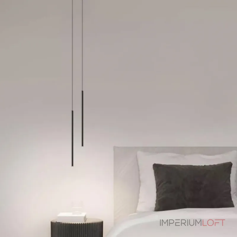 Комбинация подвесных светодиодных светильников c цилиндрическими плафонами ATTA DUO L BLACK 3000 от ImperiumLoft