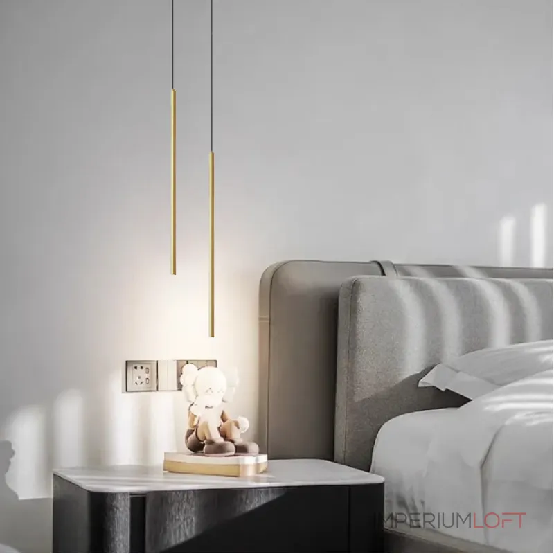 Комбинация подвесных светодиодных светильников c цилиндрическими плафонами ATTA DUO L BRASS 3000 от ImperiumLoft