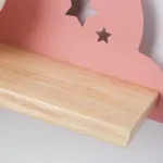 Настенный светильник с белым шарообразным плафоном на деревянной полочке с декоративными облаками Бра CUTE PINK от ImperiumLoft