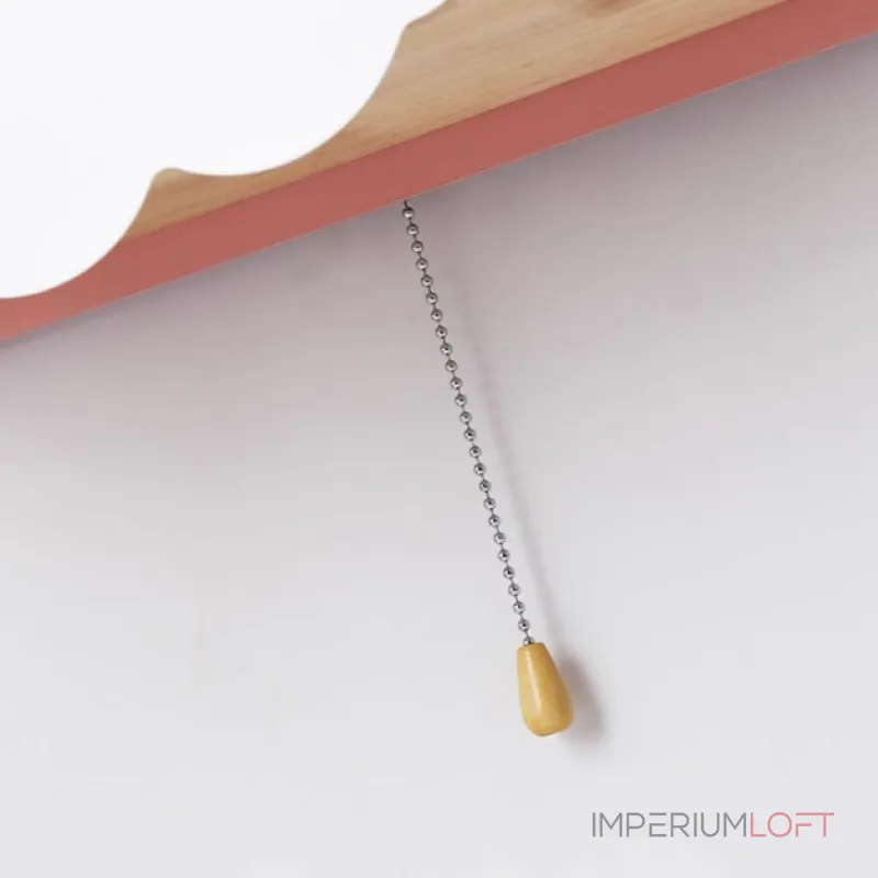 Настенный светильник с белым шарообразным плафоном на деревянной полочке с декоративными облаками Бра CUTE WHITE от ImperiumLoft