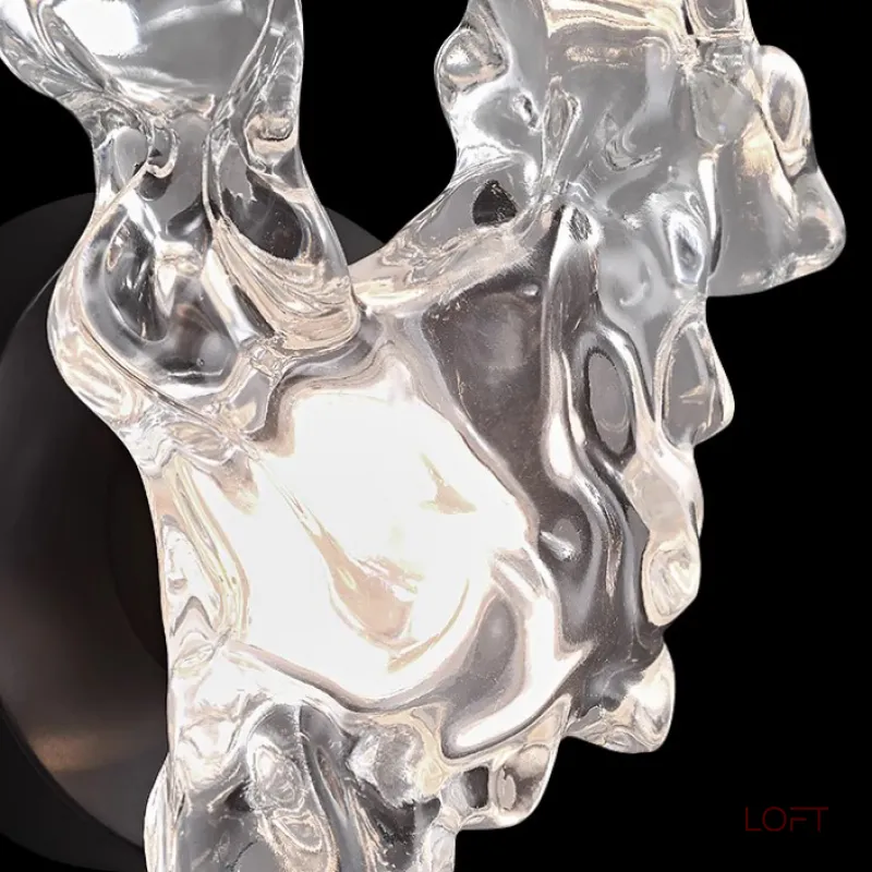 Настенный светильник с белым шарообразным плафоном на деревянной полочке с декоративными облаками Бра MIKAS от ImperiumLoft