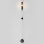 Бра на высокой стойке с цилиндрическим плафоном из рифленого стекла RELF BLACK от ImperiumLoft