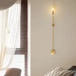 Бра на высокой стойке с цилиндрическим плафоном из рифленого стекла RELF BRASS от ImperiumLoft