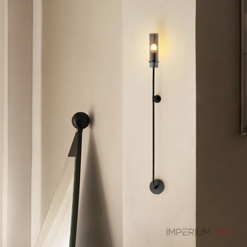 Бра на высокой стойке с цилиндрическим плафоном из рифленого стекла RELF BRASS от ImperiumLoft Бра на высокой стойке с цилиндрическим плафоном из рифленого стекла RELF BRASS от ImperiumLoft