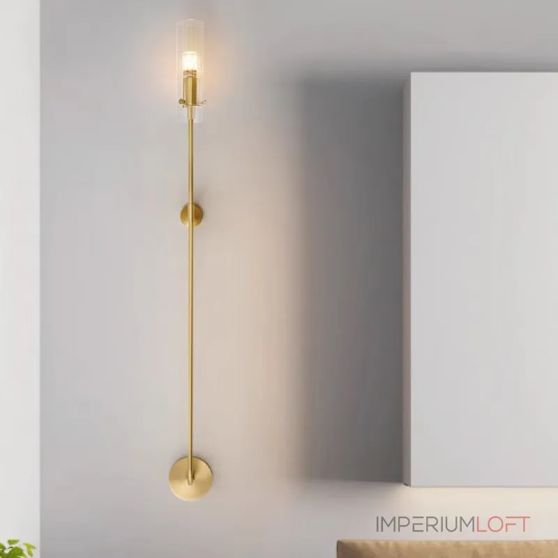 Бра на высокой стойке с цилиндрическим плафоном из рифленого стекла RELF BRASS от ImperiumLoft Бра на высокой стойке с цилиндрическим плафоном из рифленого стекла RELF BRASS от ImperiumLoft