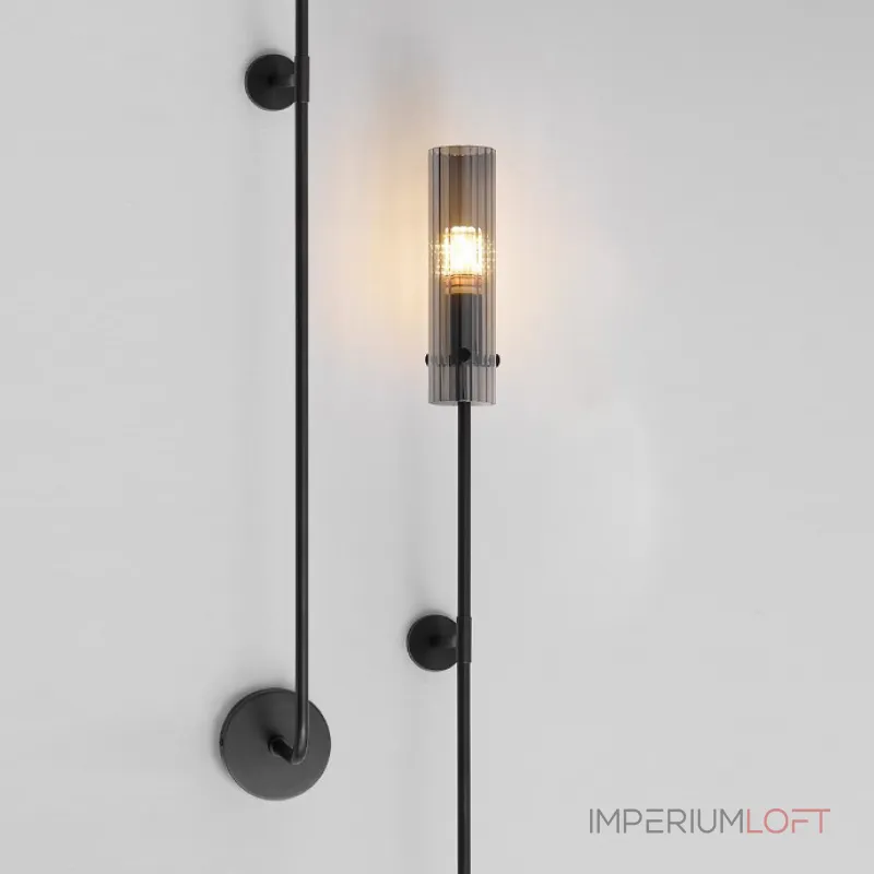 Бра на высокой стойке с цилиндрическим плафоном из рифленого стекла RELF BRASS от ImperiumLoft Бра на высокой стойке с цилиндрическим плафоном из рифленого стекла RELF BRASS от ImperiumLoft