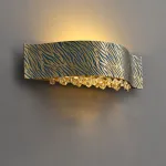 Настенный светильник с декором из хрустальных ограненных подвесок на латунном ободе с рельефным «хищным» узором Бра TIGER WALL S от ImperiumLoft