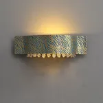 Настенный светильник с декором из хрустальных ограненных подвесок на латунном ободе с рельефным «хищным» узором Бра TIGER WALL S от ImperiumLoft