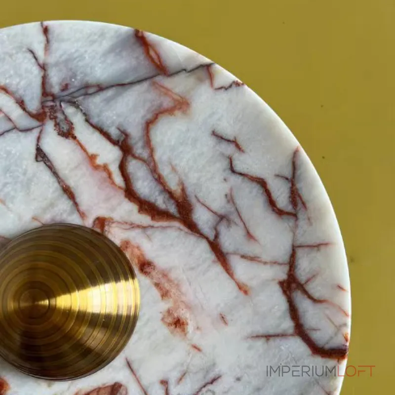 Светодиодный настенный светильник с дисковидным рассеивателем из цветного мрамора с контрастной текстурой Бра TERKEL RED S от ImperiumLoft