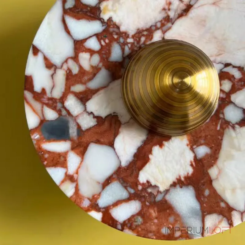 Светодиодный настенный светильник с дисковидным рассеивателем из цветного мрамора с контрастной текстурой Бра TERKEL RED L от ImperiumLoft