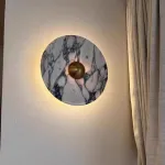 Светодиодный настенный светильник с дисковидным рассеивателем из цветного мрамора с контрастной текстурой Бра TERKEL BLACK S от ImperiumLoft