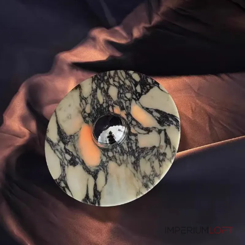 Светодиодный настенный светильник с дисковидным рассеивателем из цветного мрамора с контрастной текстурой Бра TERKEL BLACK M от ImperiumLoft