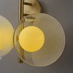 Настенный cветильник с кремово-желтыми шарообразными плафонами внутри стеклянных купольных рассеивателей разной фактуры ROMANUS WALL L от ImperiumLoft
