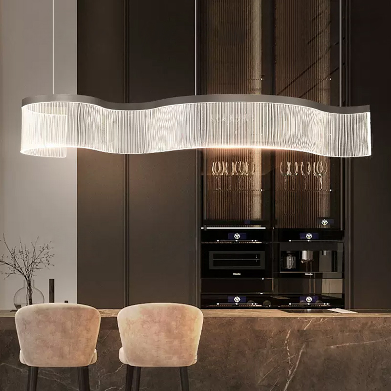 Серия реечных светильников с линейной гравировкой на прозрачном изогнутом корпусе со светодиодной подсветкой DANELIUS LONG L150 от ImperiumLoft