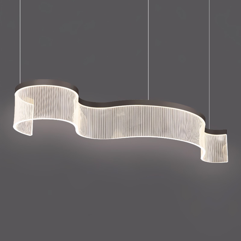 Серия реечных светильников с линейной гравировкой на прозрачном изогнутом корпусе со светодиодной подсветкой DANELIUS LONG L150 от ImperiumLoft