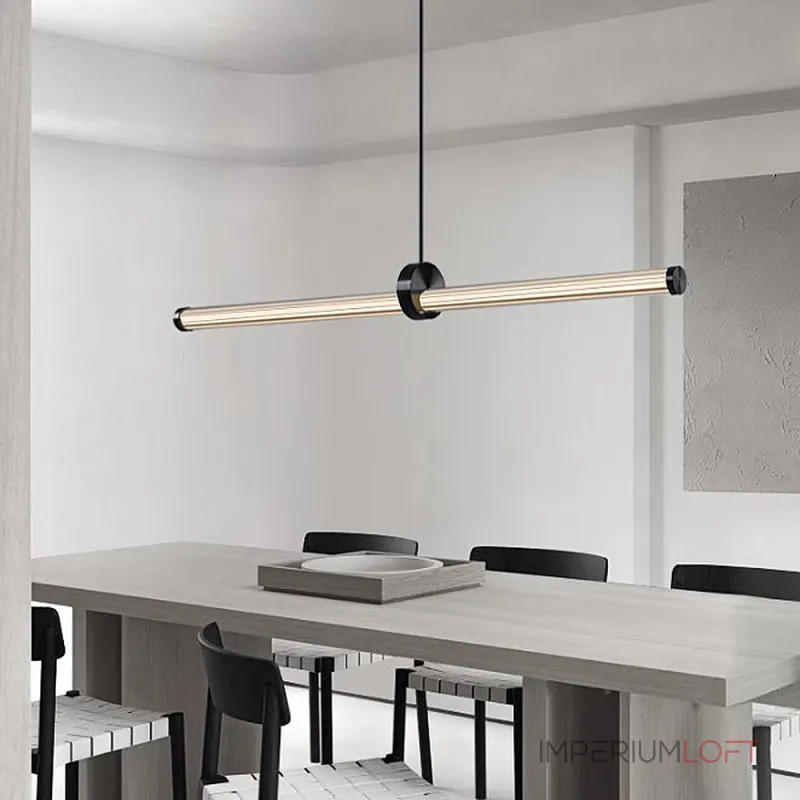 Реечный светодиодный рядный светильник на стойке с вытянутым цилиндрическим корпусом TEOFIL B L140 от ImperiumLoft