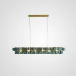 Реечный светильник с оригинальными рассеивателями в виде стилизованных бабочек из фигурного цветного стекла DEXTER LONG L95 BLUE от ImperiumLoft