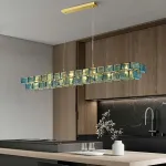 Реечный светильник с оригинальными рассеивателями в виде стилизованных бабочек из фигурного цветного стекла DEXTER LONG L95 BLUE от ImperiumLoft