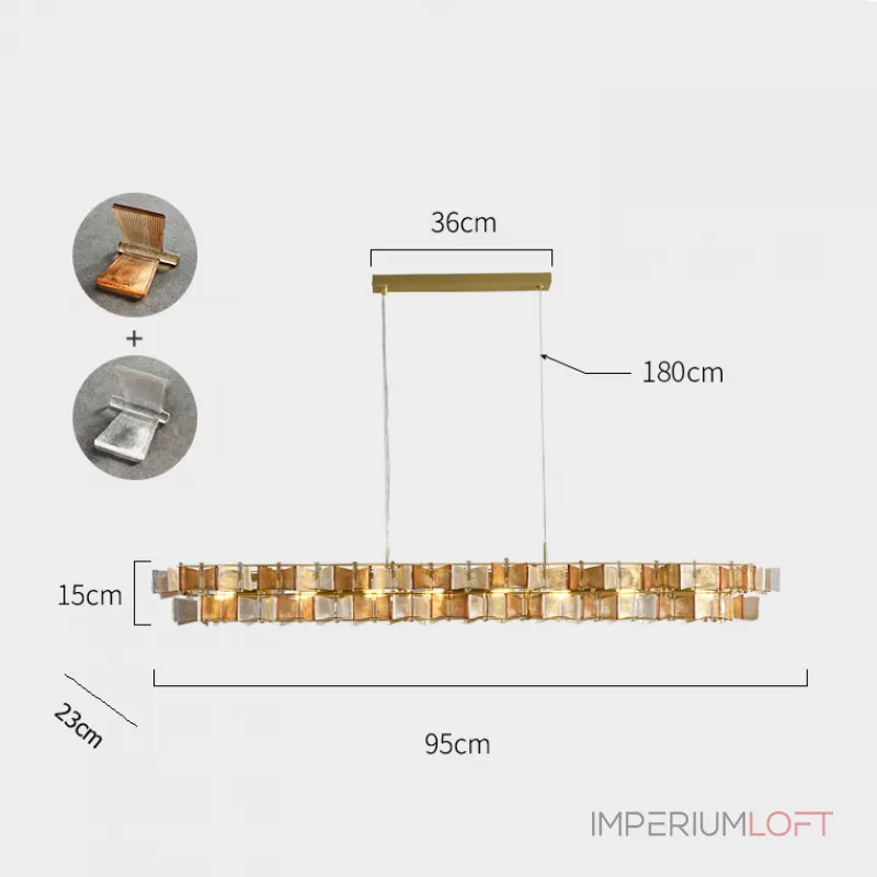 Реечный светильник с оригинальными рассеивателями в виде стилизованных бабочек из фигурного цветного стекла DEXTER LONG L95 AMBER от ImperiumLoft Реечный светильник с оригинальными рассеивателями в виде стилизованных бабочек из фигурного цветного стекла DEXTER LONG L95 AMBER от ImperiumLoft