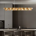 Реечный светильник с оригинальными рассеивателями в виде стилизованных бабочек из фигурного цветного стекла  DEXTER LONG L95 AMBER от ImperiumLoft