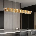 Реечный светильник с оригинальными рассеивателями в виде стилизованных бабочек из фигурного цветного стекла  DEXTER LONG L95 AMBER от ImperiumLoft