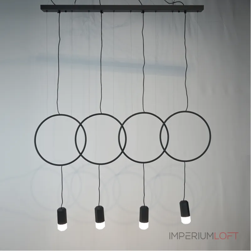 Подвесной светильник в стиле минимализм с геометрическими акцентными элементами FORVET BLACK L4 от ImperiumLoft Подвесной светильник в стиле минимализм с геометрическими акцентными элементами FORVET BLACK L4 от ImperiumLoft