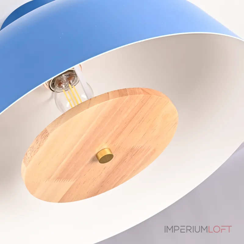 Потолочный светильник GLOBEMI BLUE D38 от ImperiumLoft синего цвета с круглым деревянным элементом