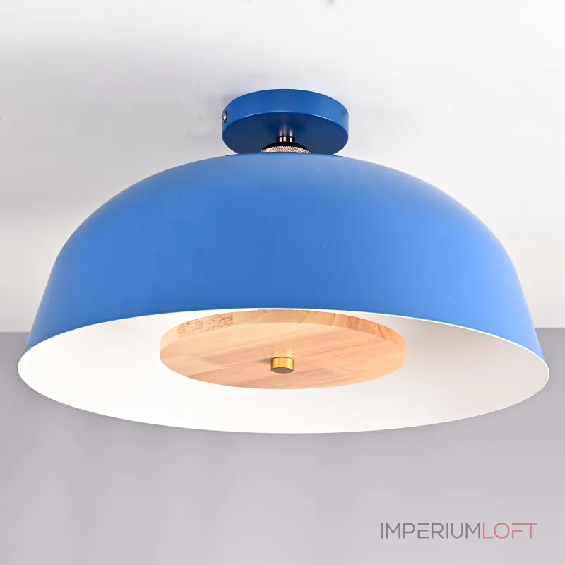 Потолочный светильник GLOBEMI BLUE D38 от ImperiumLoft синего цвета с круглым деревянным элементом