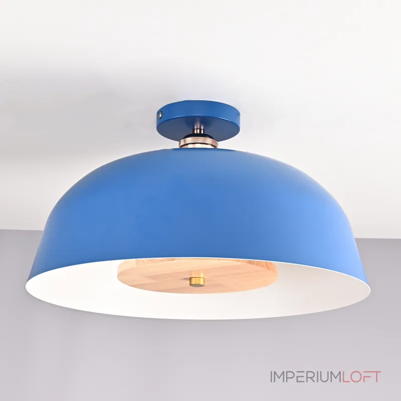 Потолочный светильник GLOBEMI BLUE D38 от ImperiumLoft синего цвета с круглым деревянным элементом