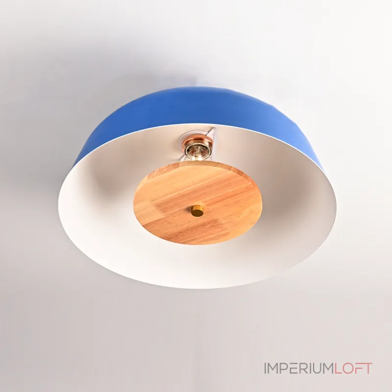 Потолочный светильник GLOBEMI BLUE D38 от ImperiumLoft синего цвета с круглым деревянным элементом