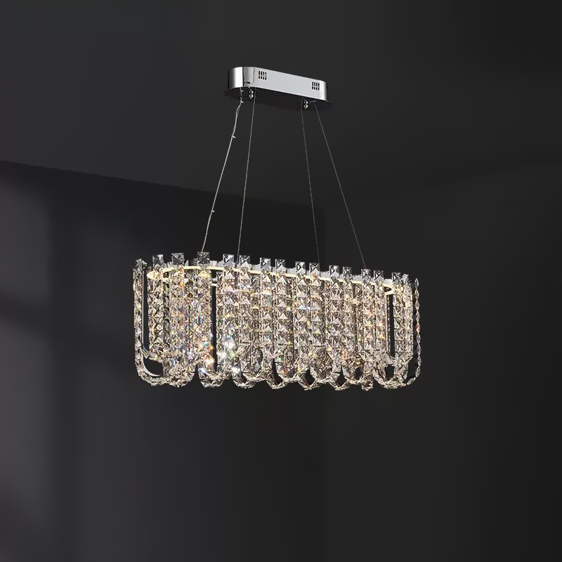 Реечный дизайнерский светодиодный светильник c декором из квадратных хрустальных плашек CALVIN LONG L80 от ImperiumLoft