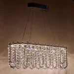 Реечный дизайнерский светодиодный светильник c декором из квадратных хрустальных плашек CALVIN LONG L80 от ImperiumLoft