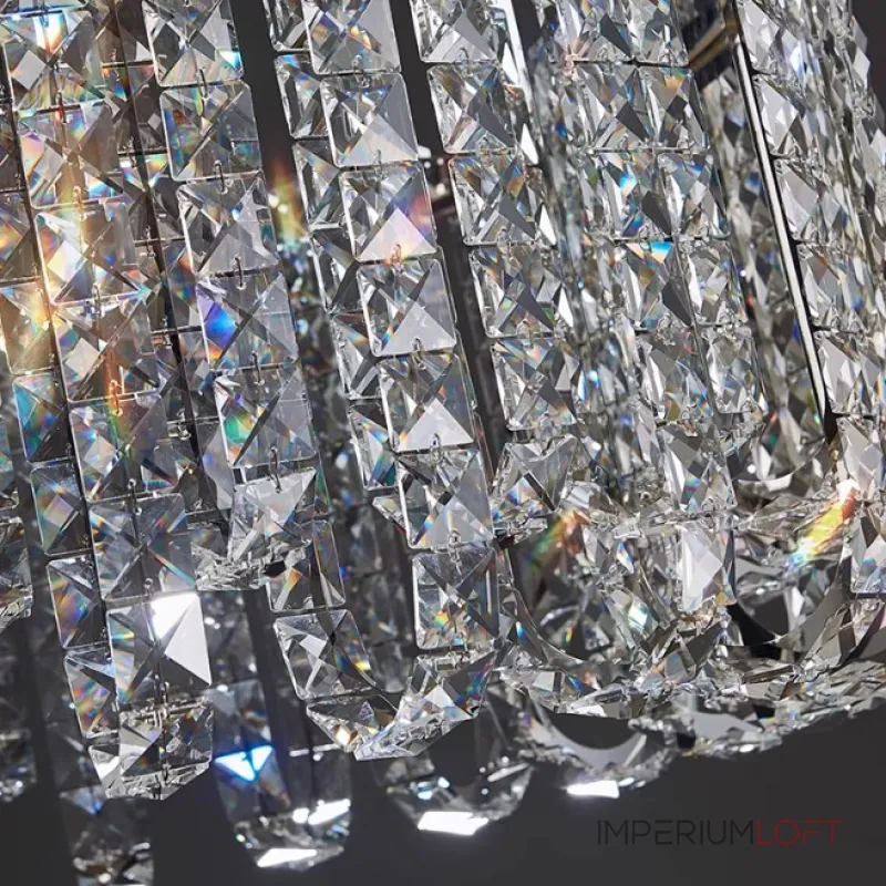 Реечный дизайнерский светодиодный светильник c декором из квадратных хрустальных плашек CALVIN LONG L80 от ImperiumLoft