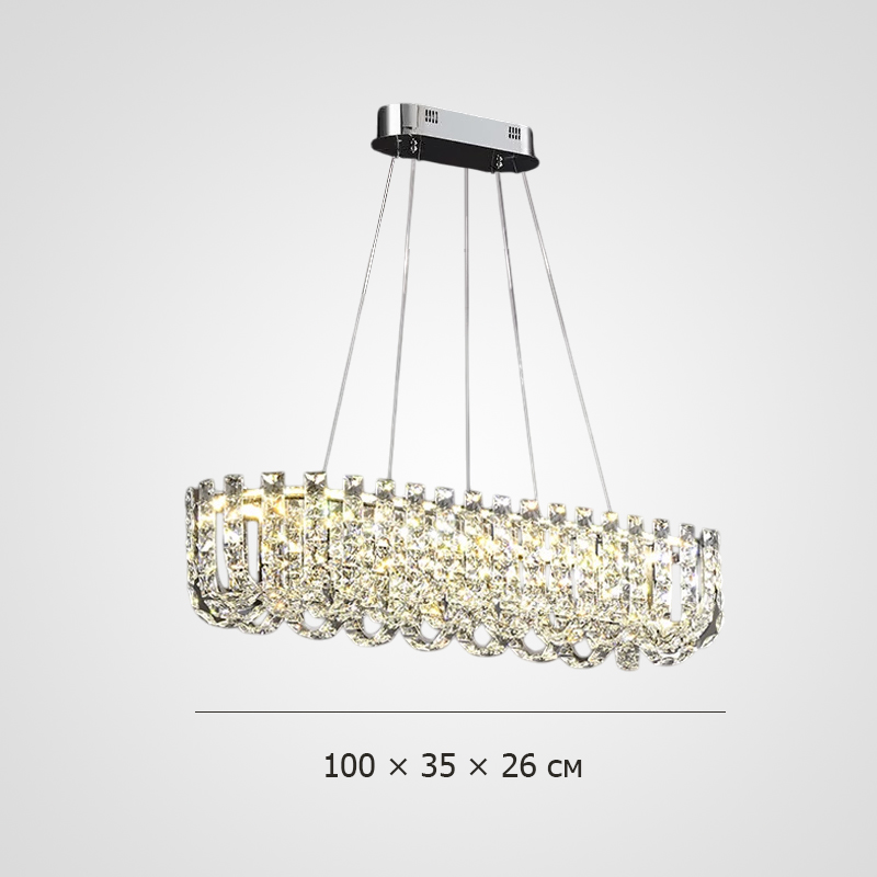 Реечный дизайнерский светодиодный светильник c декором из квадратных хрустальных плашек CALVIN LONG L100 от ImperiumLoft Реечный дизайнерский светодиодный светильник c декором из квадратных хрустальных плашек CALVIN LONG L100 от ImperiumLoft