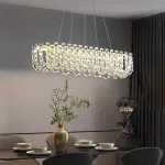 Реечный дизайнерский светодиодный светильник c декором из квадратных хрустальных плашек CALVIN LONG L100 от ImperiumLoft