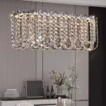 Реечный дизайнерский светодиодный светильник c декором из квадратных хрустальных плашек CALVIN LONG L100 от ImperiumLoft