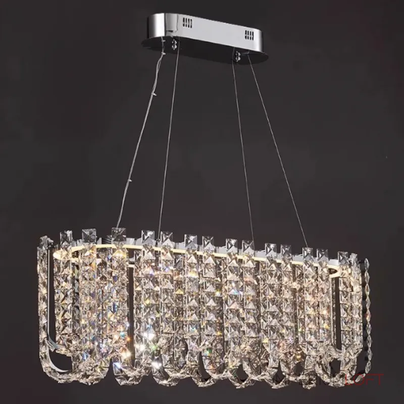 Реечный дизайнерский светодиодный светильник c декором из квадратных хрустальных плашек CALVIN LONG L100 от ImperiumLoft Реечный дизайнерский светодиодный светильник c декором из квадратных хрустальных плашек CALVIN LONG L100 от ImperiumLoft