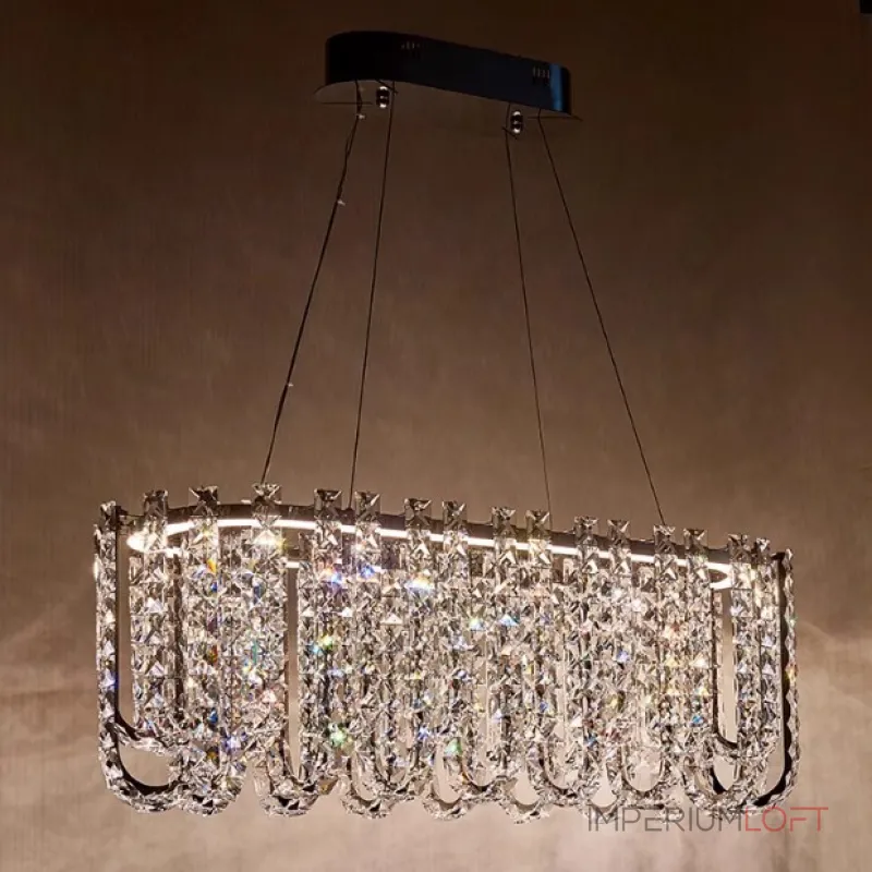 Реечный дизайнерский светодиодный светильник c декором из квадратных хрустальных плашек CALVIN LONG L100 от ImperiumLoft Реечный дизайнерский светодиодный светильник c декором из квадратных хрустальных плашек CALVIN LONG L100 от ImperiumLoft