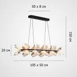 Реечный светильник с плафонами в виде прозрачных листьев с LED подсветкой на кольцевом каркасе AUBREY LONG от ImperiumLoft