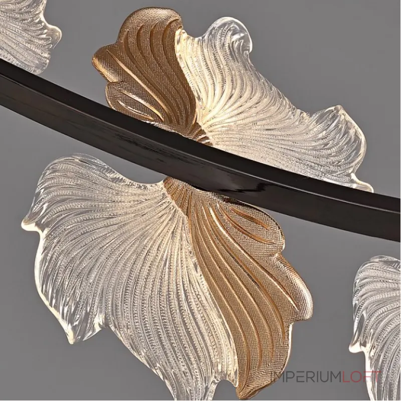 Реечный светильник с плафонами в виде прозрачных листьев с LED подсветкой на кольцевом каркасе AUBREY LONG от ImperiumLoft