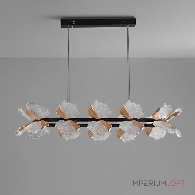 Реечный светильник с плафонами в виде прозрачных листьев с LED подсветкой на кольцевом каркасе AUBREY LONG от ImperiumLoft
