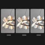 Реечный светильник с плафонами в виде прозрачных листьев с LED подсветкой на кольцевом каркасе AUBREY LONG от ImperiumLoft